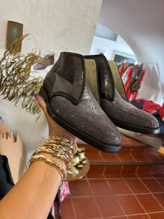 Luxury Stingray Leather Laced Ankle Boots - Made to Size