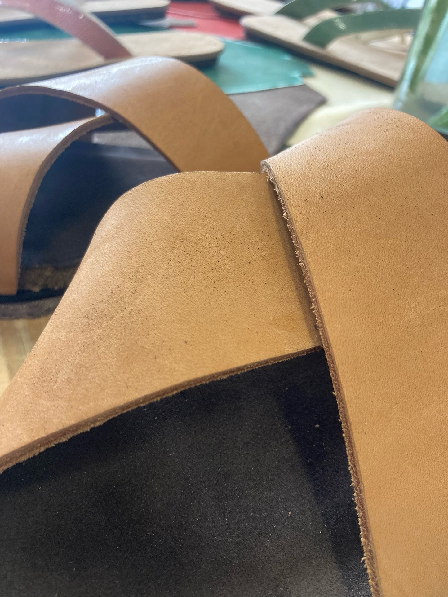 X-Band Leather Slides on Cork/Rubber Sole