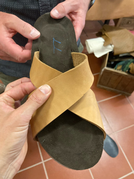 X-Band Leather Slides on Cork/Rubber Sole