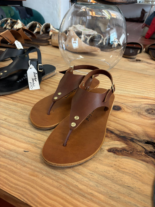 Slingback Leather Flip-Flops with Cork Support