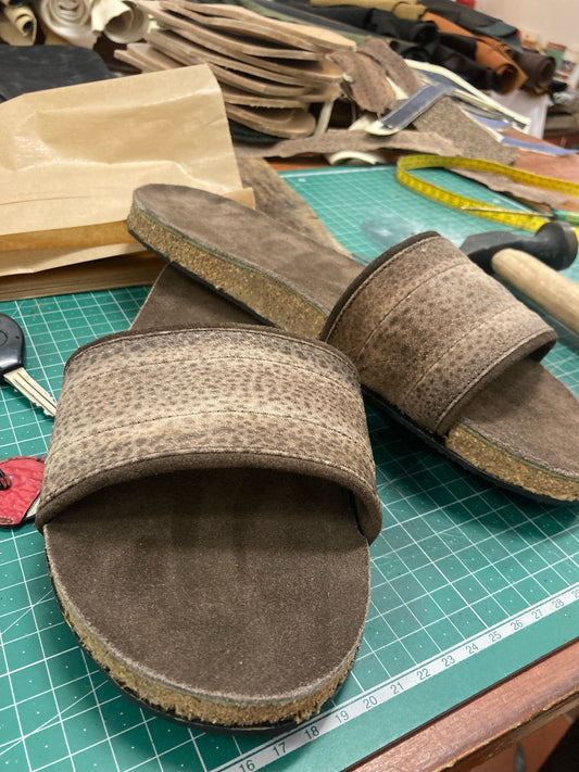 Lena Slide - Fish Leather on Cork-Rubber Sole