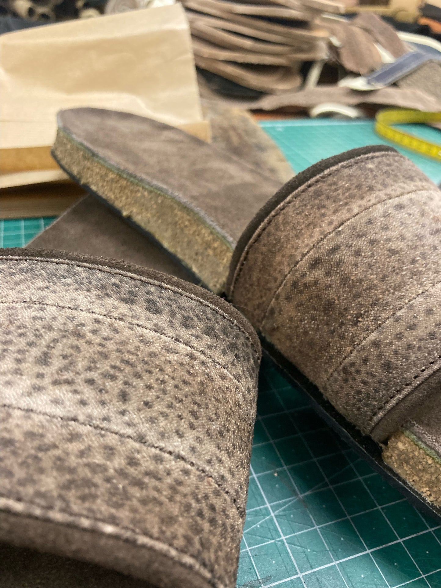 Lena Slide - Fish Leather on Cork-Rubber Sole