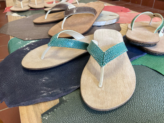 Stingray Fish Leather Flip-Flops - Premium 6mm Sole