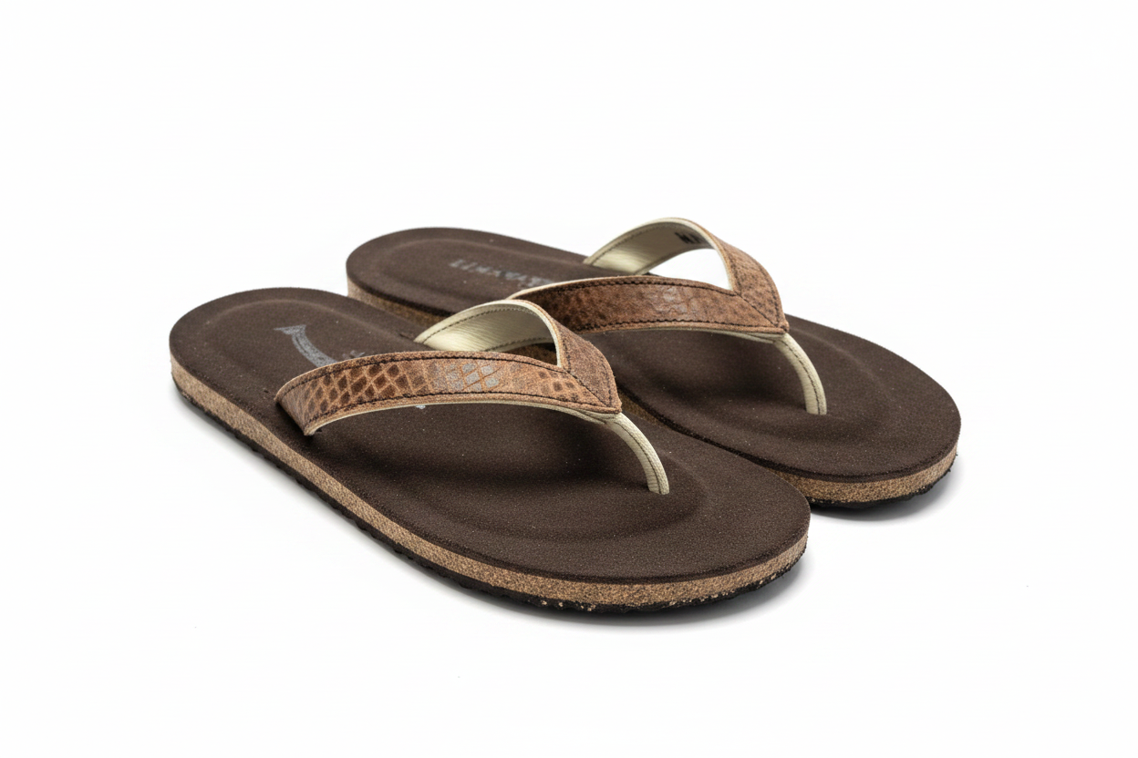 Fish Leather Flip-Flops - Cork Rubber Sole
