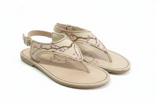 Handpainted Japanese Blossom Slingback Sandals