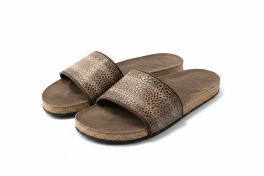 Lena Slide - Fish Leather on Cork-Rubber Sole