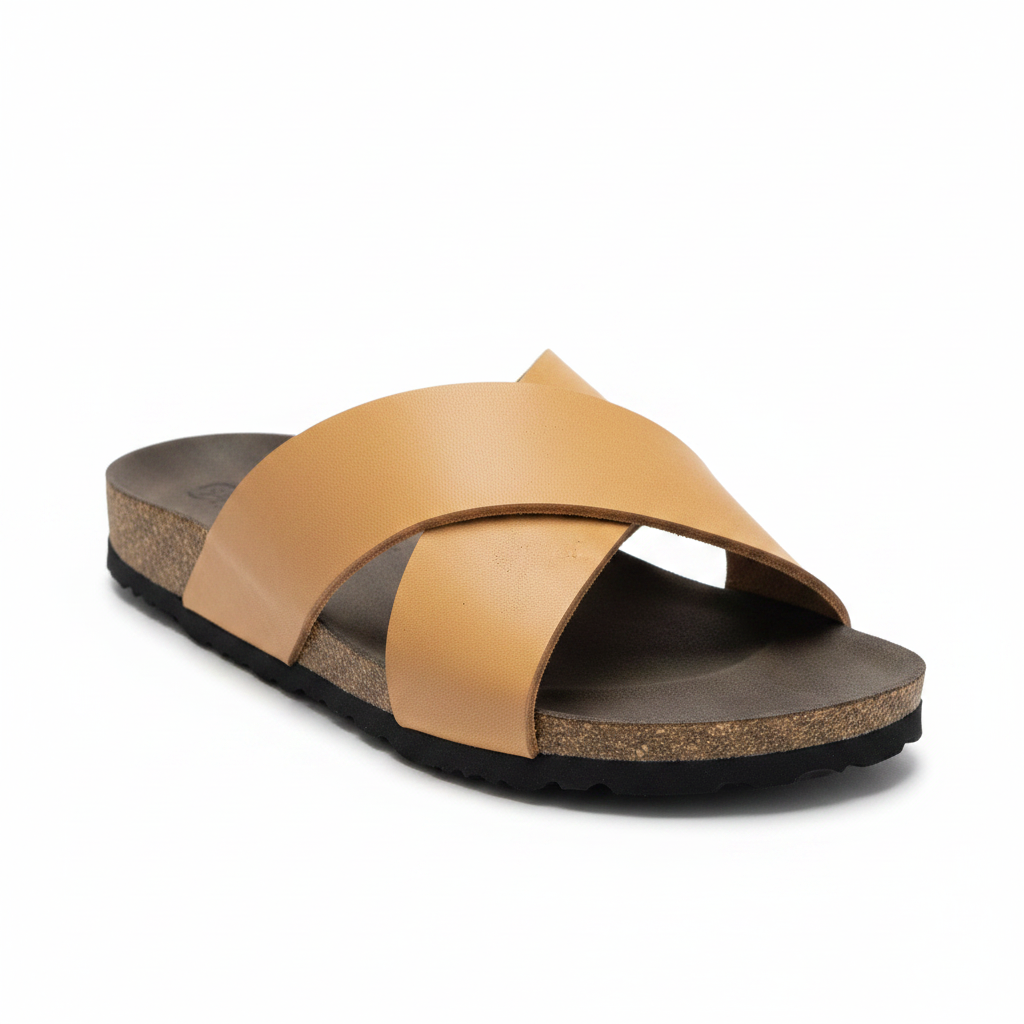 X-Band Leather Slides on Cork/Rubber Sole – Professional Photo
