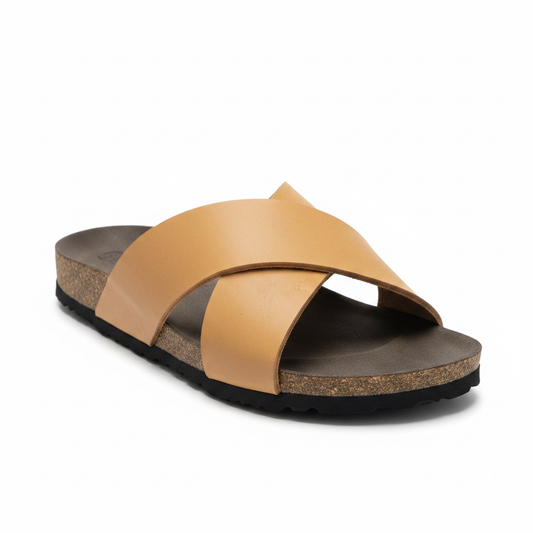 X-Band Leather Slides on Cork/Rubber Sole – Professional Photo